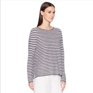 Eileen Fisher | Striped Gray & White T Shirt